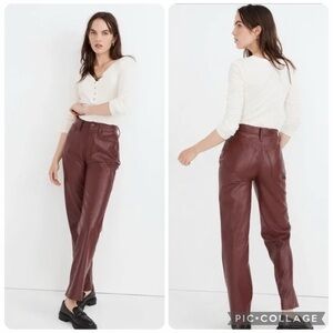 Madewell The Perfect Vintage Straight Pleather Jean Dark Cabernet Size 31